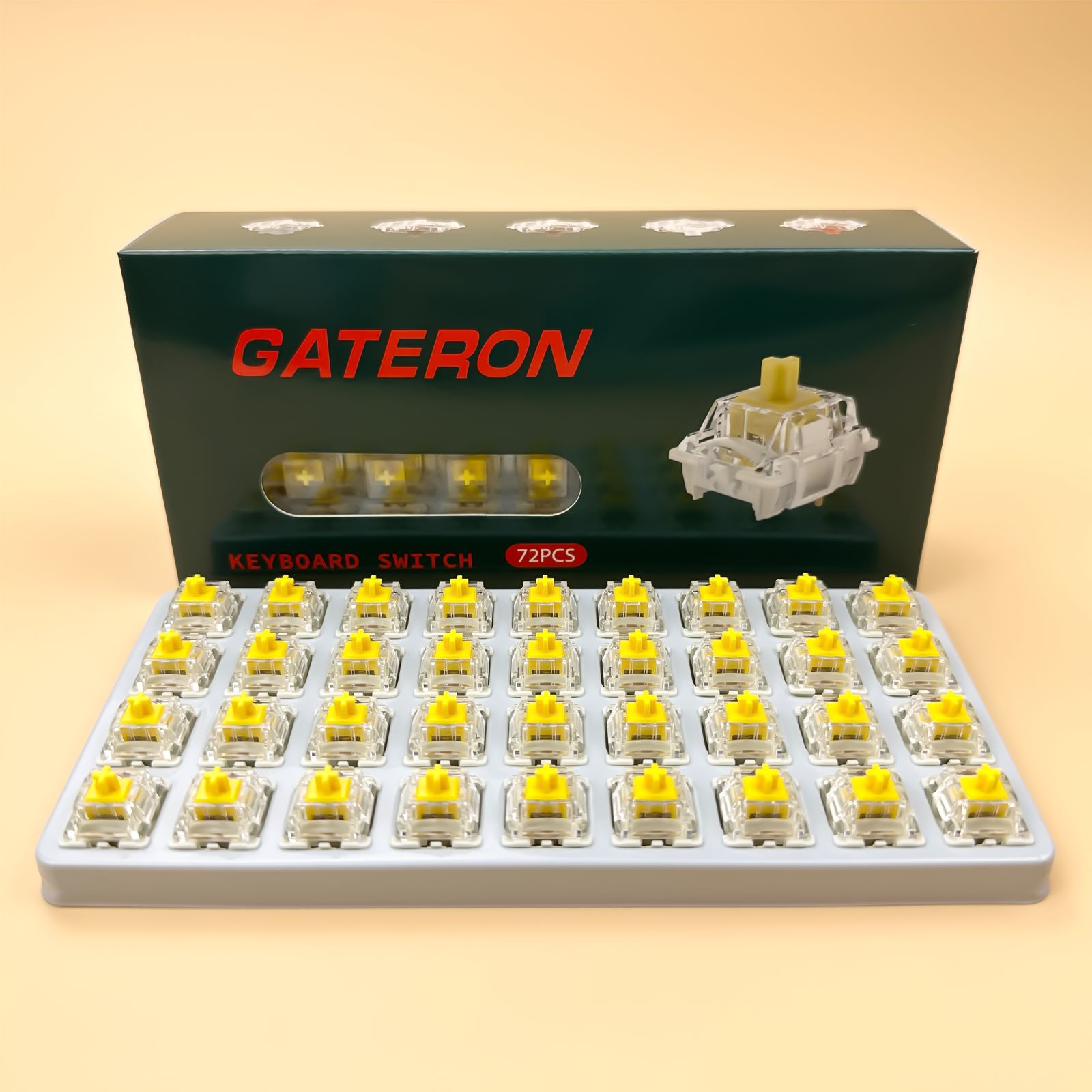 ЖелтыепереключателиGateronGPro3.0длямеханическойклавиатуры,3-контактныелинейныепереключатели50gfспредварительнойсмазкойиулучшеннымиконтактами(72шт)