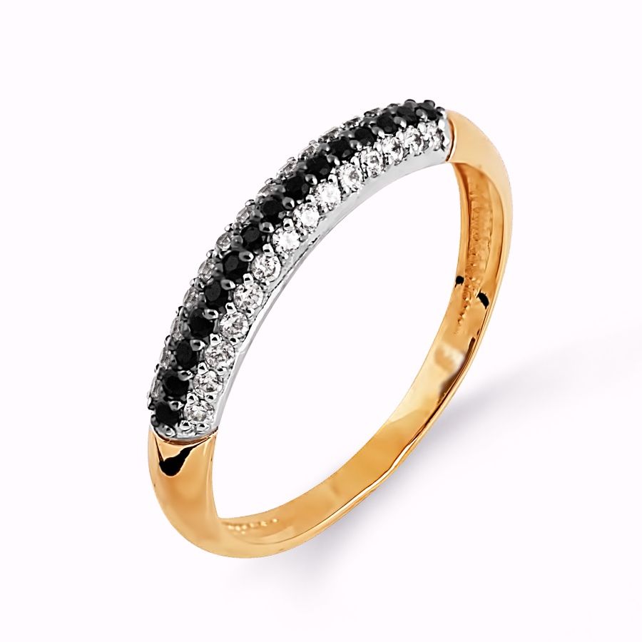 Золотое кольцо 585 пробы с черными фианитами
