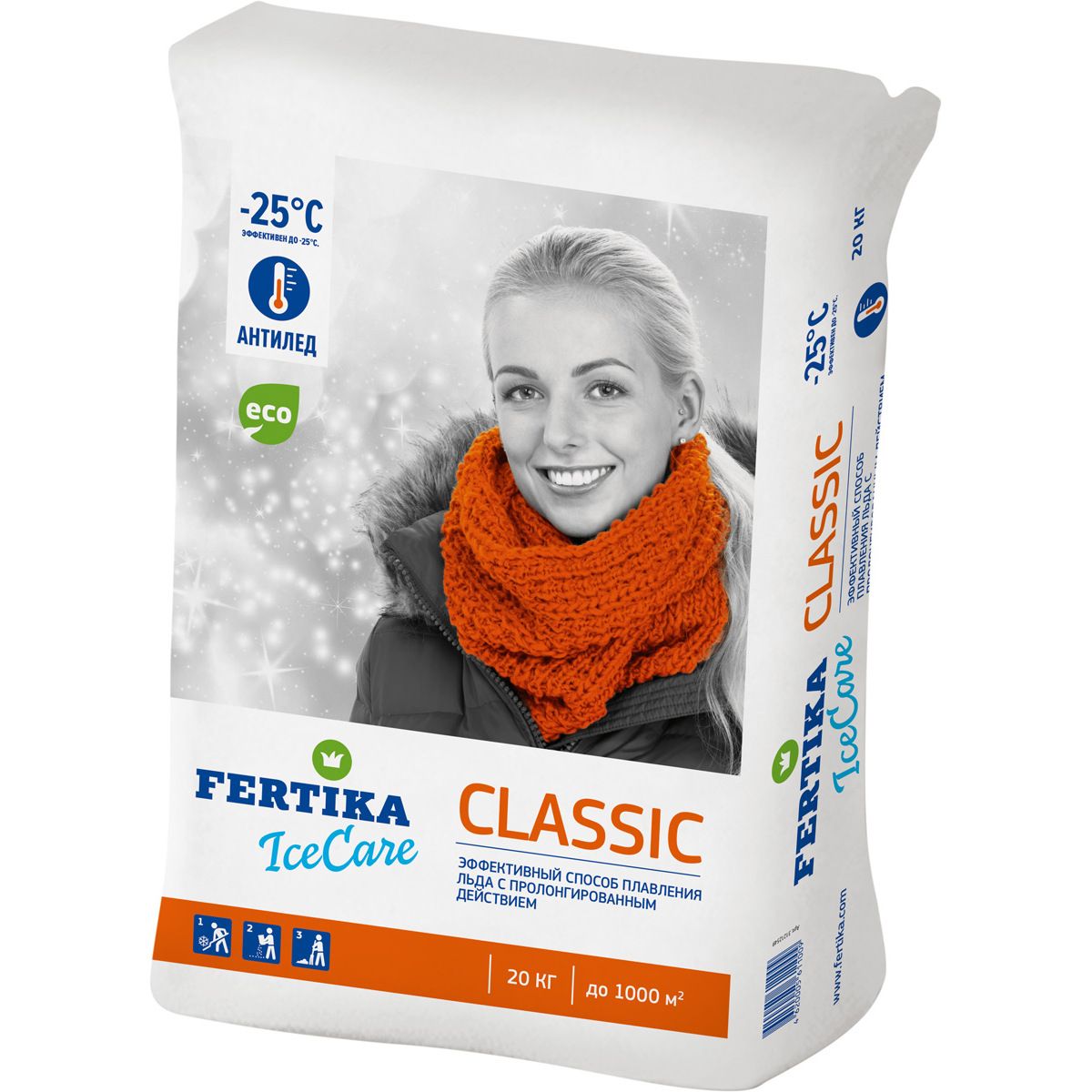 Противогололедный реагент Fertika / Фертика IceCare CLASSIC, 20 кг