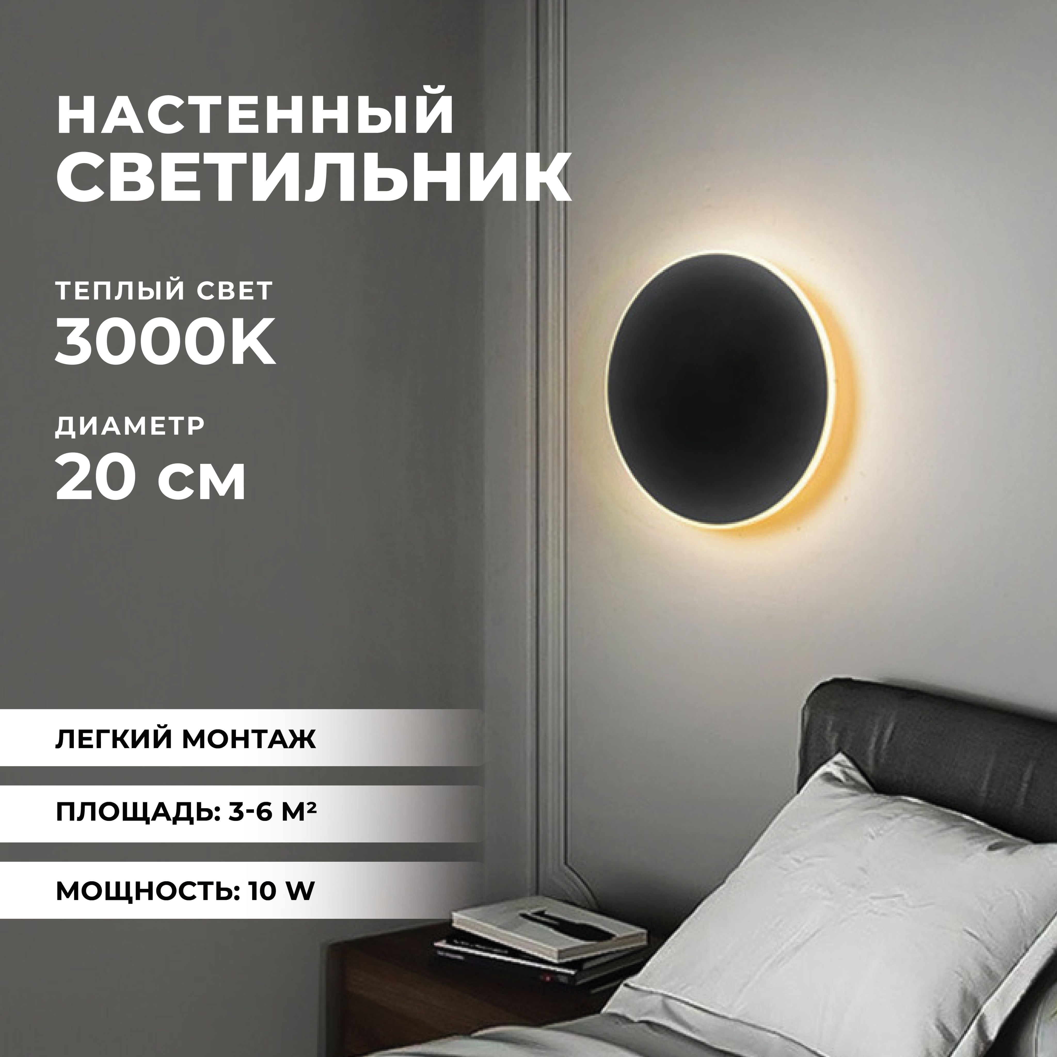 Настенный светильник Comfy life Светильник 20, 30см, 3000-4000К_6_3000  купить по выгодным ценам в интернет-магазине OZON (1288682785)