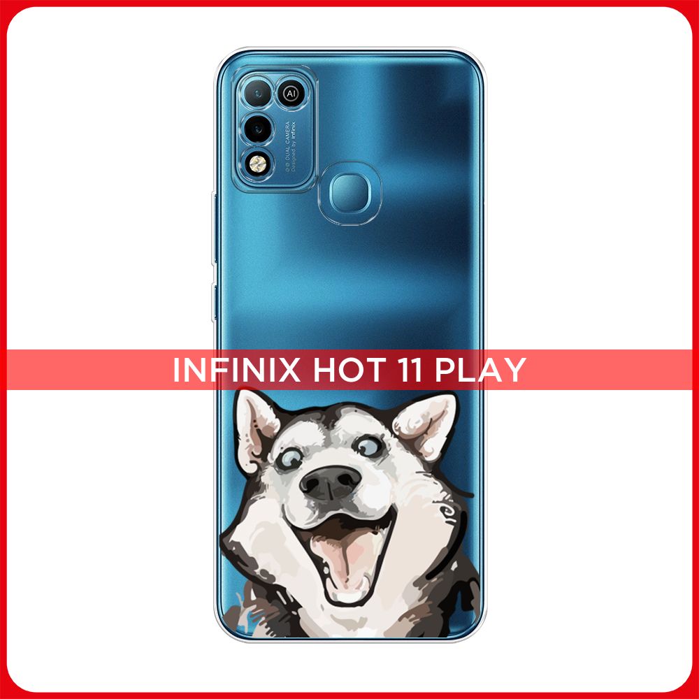 Силиконовый чехол на Infinix HOT 10 Play/HOT 11 Play / Инфиникс Хот 10  Плей/Хот 11 Плей Радостный хаски, прозрачный - купить с доставкой по  выгодным ценам в интернет-магазине OZON (523757333)