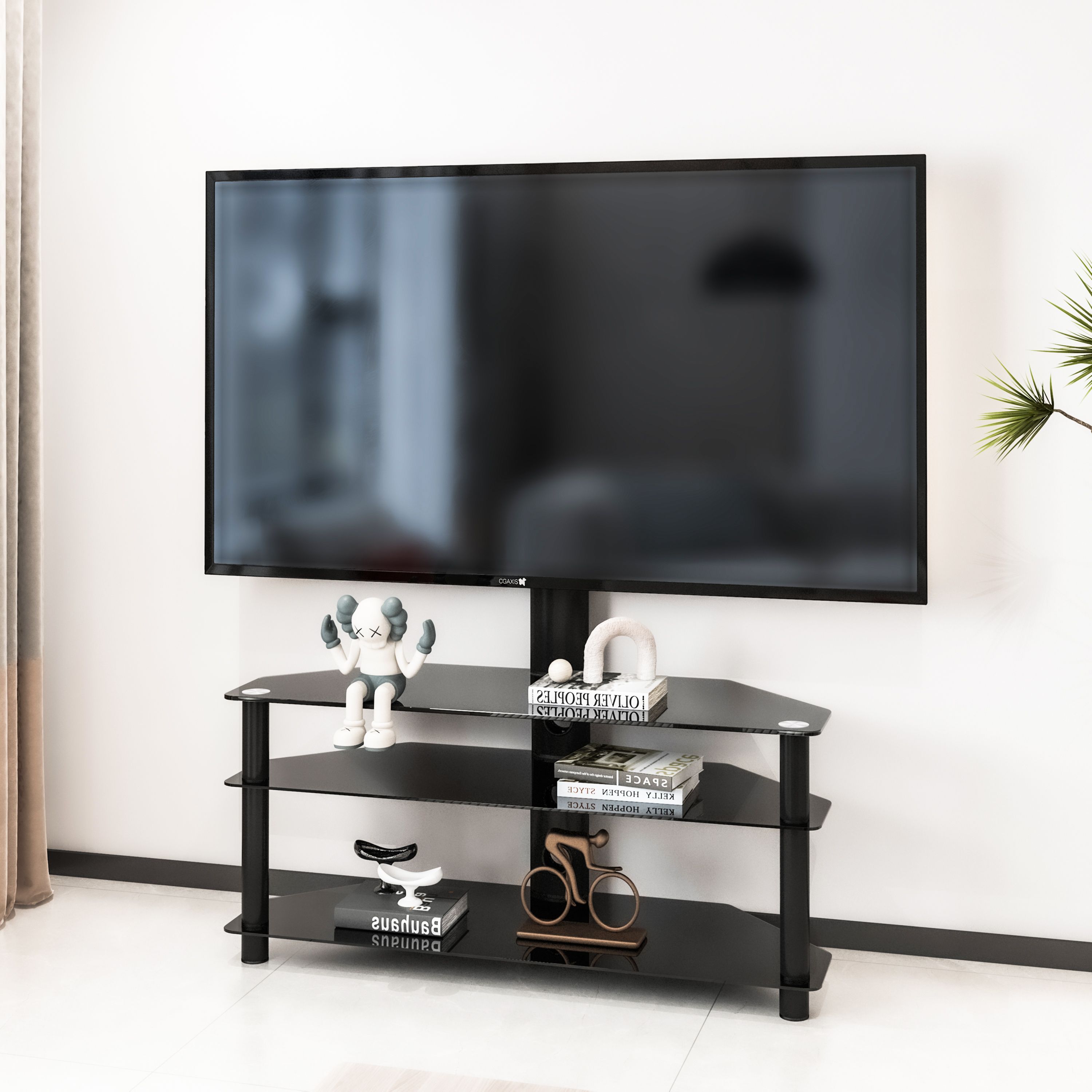 Стойкадлятелевизораскронштейном32"-75",COZYCATTW1002,3-слойноеЧёрныйзакаленноестекло