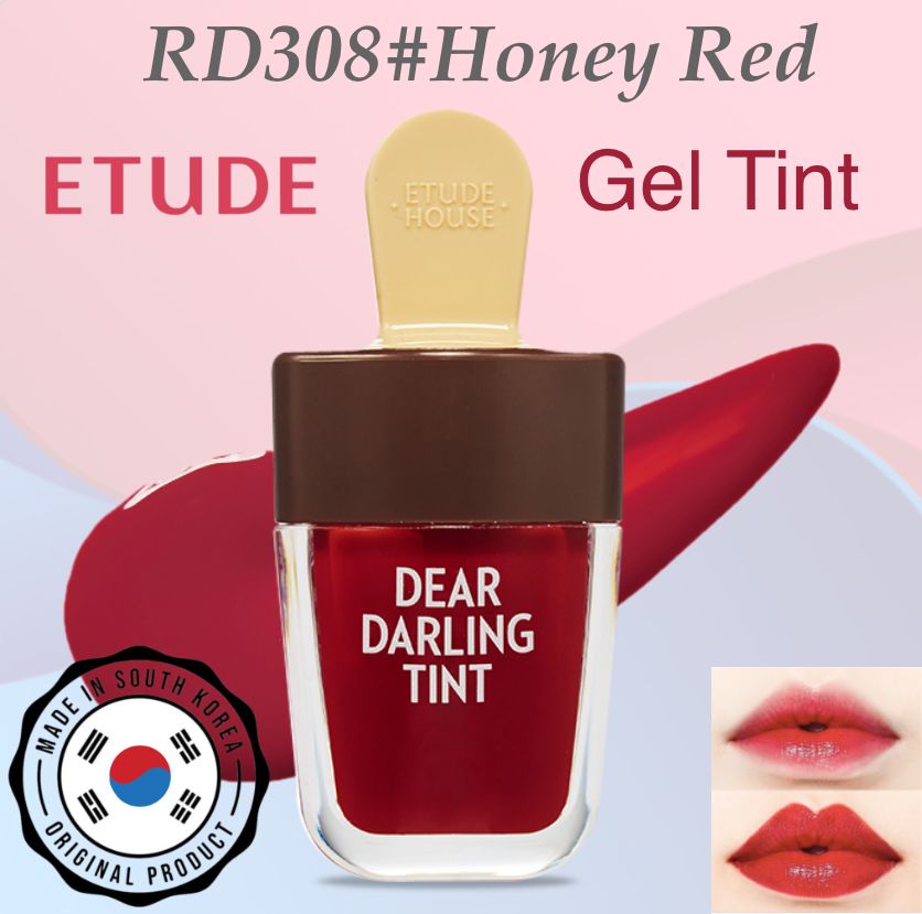 Etude House Увлажняющий гелевый тинт для губ Dear Darling Water Gel Tint #Honey Red(RD308), Южная Корея