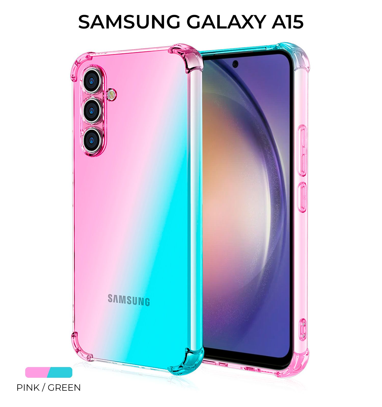 Силиконовый чехол для Samsung Galaxy A15 Krieger Mix 1.5мм противоударный  Розово Зеленый - купить с доставкой по выгодным ценам в интернет-магазине  OZON (1363381756)