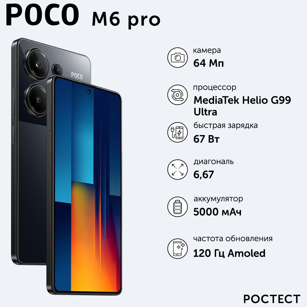 Смартфон Poco M6 Pro - купить по выгодной цене в интернет-магазине OZON  (1381320834)