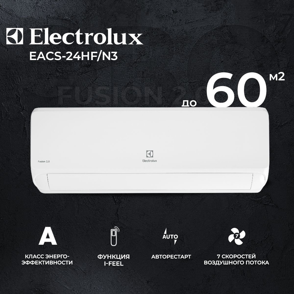 Сплит-система Electrolux Fusion 2.0 EACS-24HF/N3, для помещения до 60 кв.м.