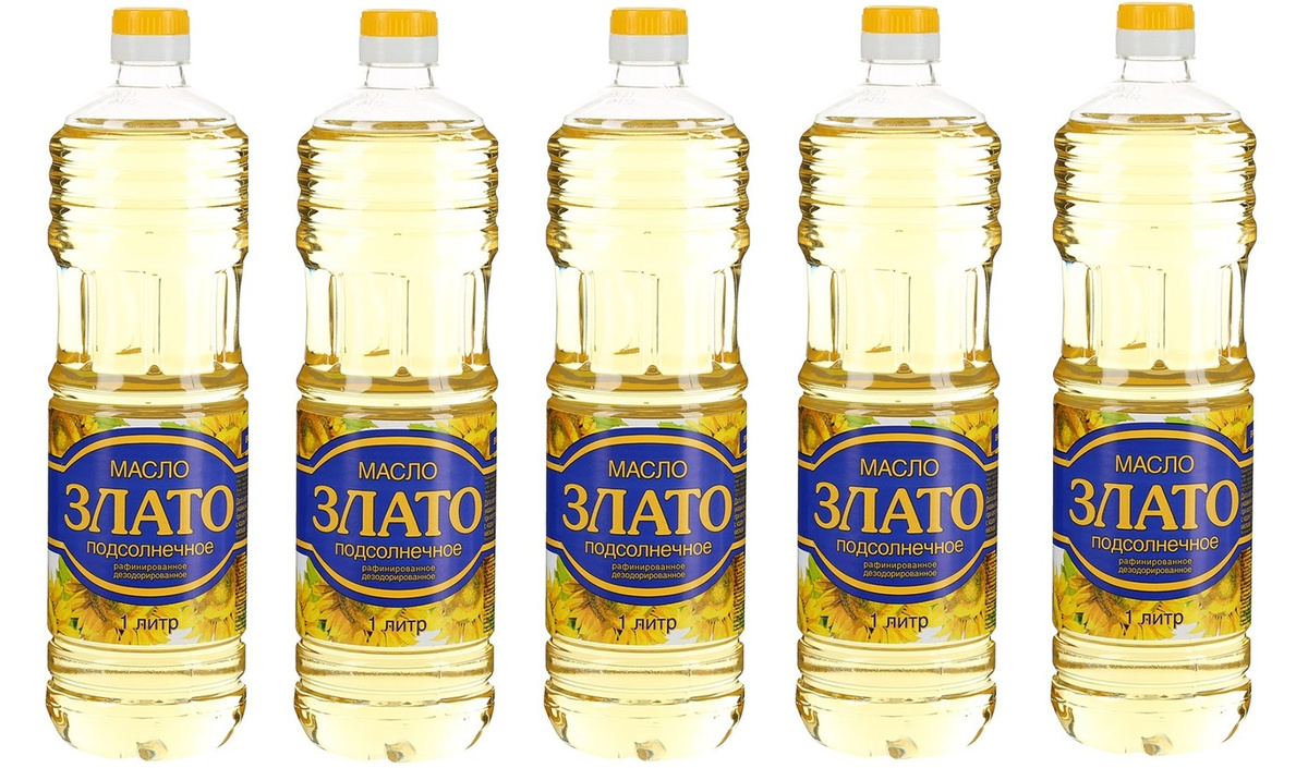 Набор из 5 шт, Масло подсолнечное Злато 1 л — купить в интернет ...