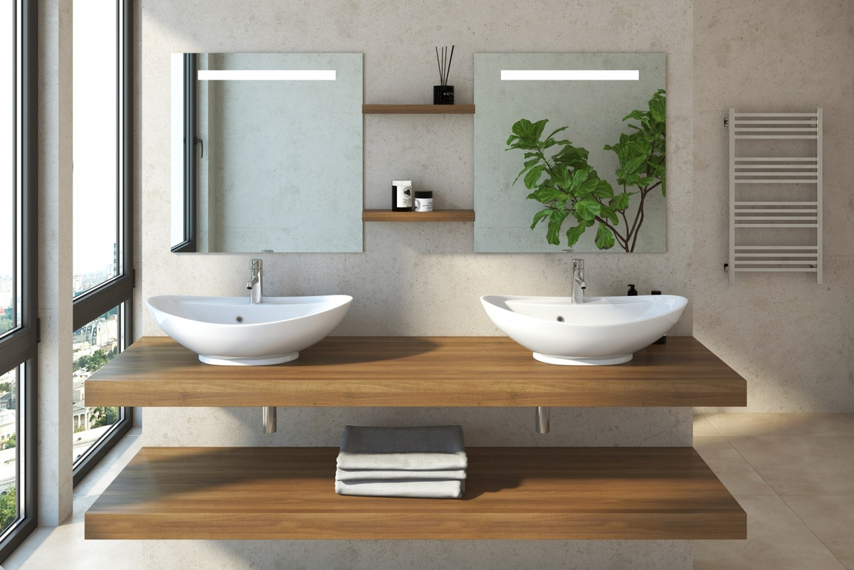 Раковина Kirovit Гамма 60 на столешницу с полочкой под смеситель ...