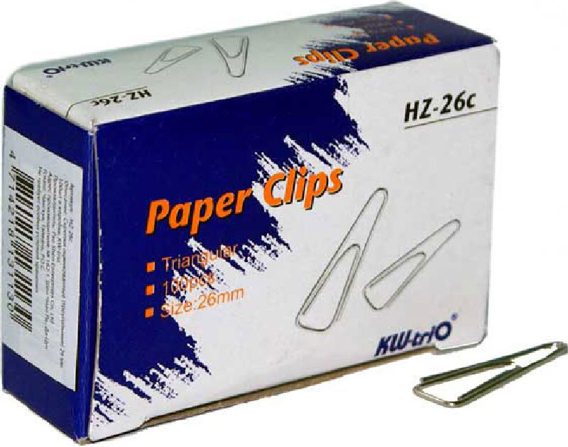 Скрепки Kw-Trio HZ-26C оцинкованные треугольник (упак.:100шт) картонная ...