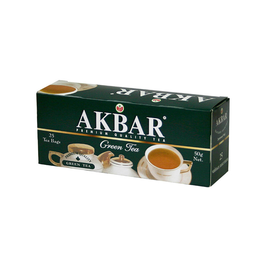 Чай в пакетиках AKBAR Акбар Зеленый, 24 упаковки по 25 пакетиков ...