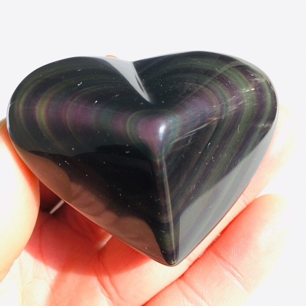 Натуральный камень самоцвет Обсидиан радужный Сердце 9 см самоцвет ...