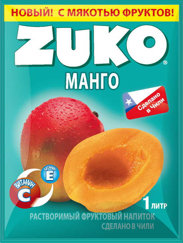 Растворимый фруктовый напиток ZUKO (ЗУКО) со вкусом манго (12 шт ...