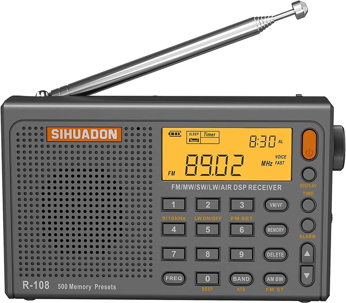 Всеволновый цифровой радиоприемник SIHUADON R-108 grey купить по низкой  цене с доставкой в интернет-магазине OZON