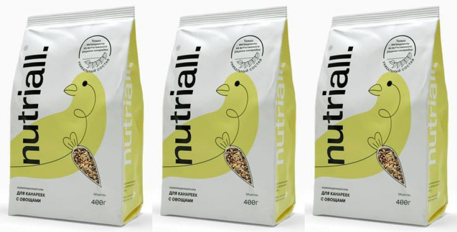 Nutriall Полнорационный корм для канареек с овощами 400гр, 3 уп ...
