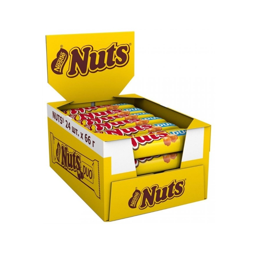 Шоколадный батончик Nuts Натс Мегабайт, 24 шт по 66 г — купить в ...