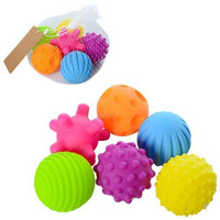Сенсорные мячики с пищалкой, цвет МИКС, набор из 6 резиновых тактильных игрушек для купания в ванной, развивающие массажные мячики для развития мелкой моторики. Спонсорские товары