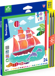 Набор цветных карандашей Berlingo Корабли, 2B мягкие, 24 шт + 2 карандаша в подарок