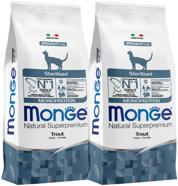 MONGE SPECIALITY MONOPROTEIN CAT STERILISED TROUT монобелковый для ...
