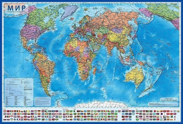 Настенная ламинированная интерактивная политическая карта мир 117х80смКН045 - купить с доставкой по выгодным ценам в интернет-магазине OZON(225140851)