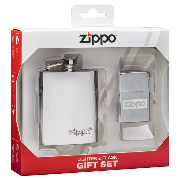 Подарочный набор ZIPPO: фляжка 89 мл, зажигалка Зиппо в коробке MADE IN ...