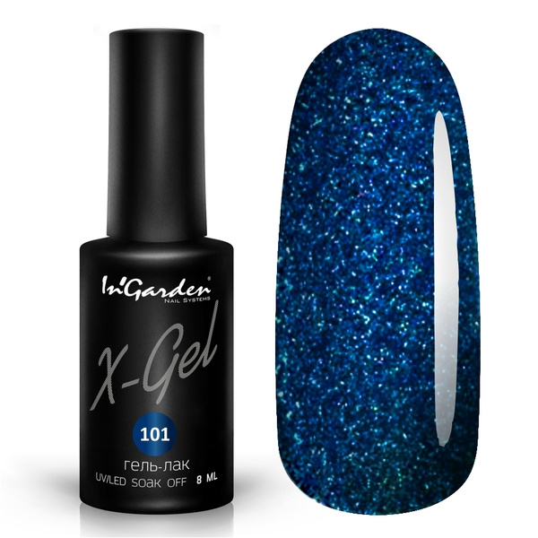 InGarden гель-лак X-gel №101, голубые блестки 8мл - купить с доставкой ...