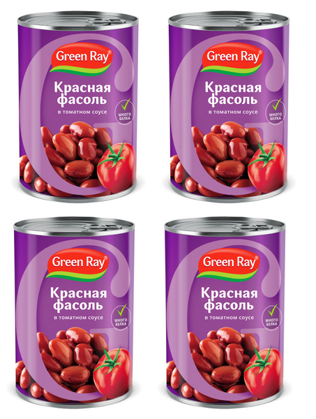 Фасоль красная в томатном соусе Green Ray 400 гр (Набор из 4 шт ...