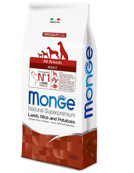 Сухой корм для собак Monge Dog Natural Superpremium с ягненком, рисом и ...