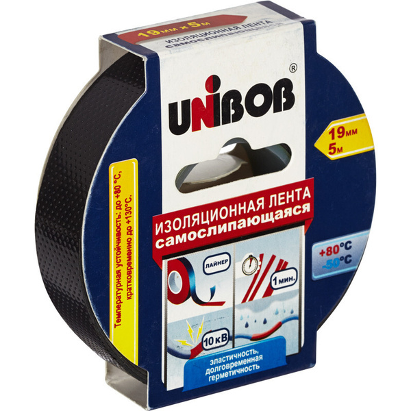 Клейкая лента электроизоляционная самослипающаяся Unibob 19мм х 5м ...