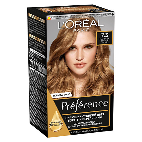 Краска для волос LOREAL PREFERENCE тон 7.3 (Марсель) - купить с ...