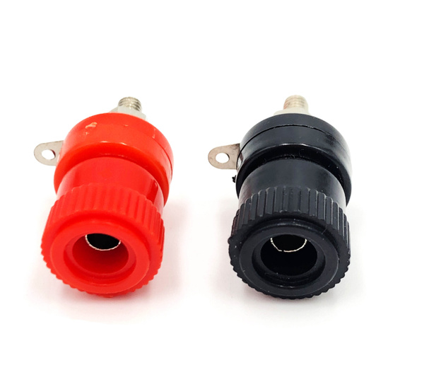 Разъем BANANA "гн" 35 мм пластик на корпус, красный и черный (1 пара ...