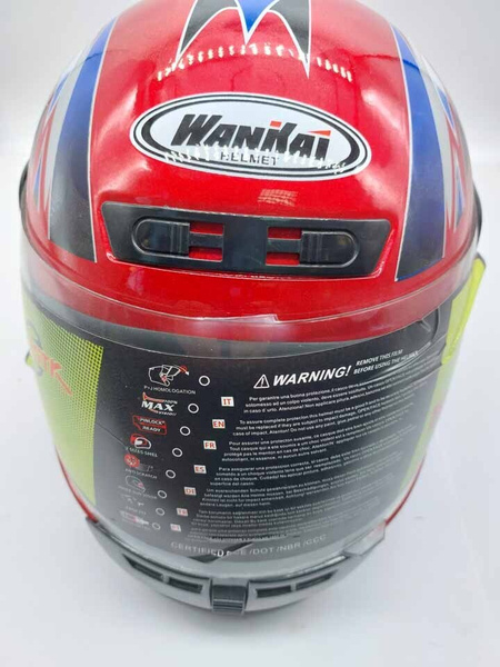 Мотошлем Wankai Helmet (WK-805) красный (интеграл, с воротником ...