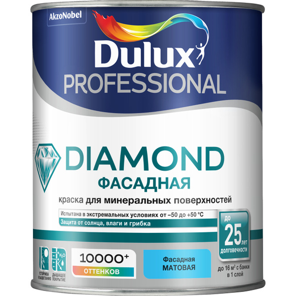Краска DULUX TRADE Фасадная гладкая_BW Быстросохнущая, Дисперсия стирол ...