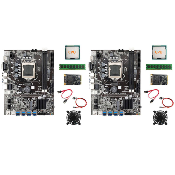 B75 Материнская плата для майнинга BTC + процессор + вентилятор + DDR3 ...