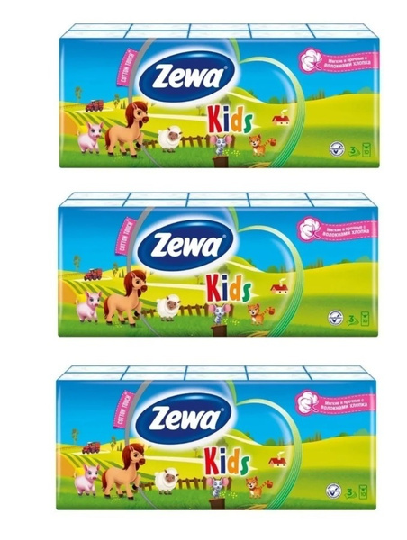 Zewa Kids зева салфетки бумажные 10 пачек по 10 шт * 3 упаковки / zewa ...