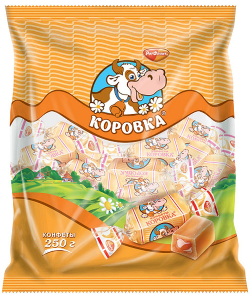 Конфеты РОТ ФРОНТ Коровка неглазированные молочные, 250 г - 5 упаковок ...