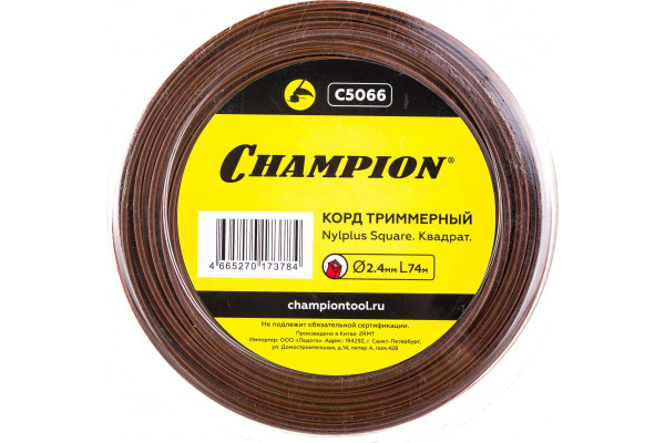 Леска для триммера Корд триммерный Champion 2.4 мм, квадрат. Леска для ...