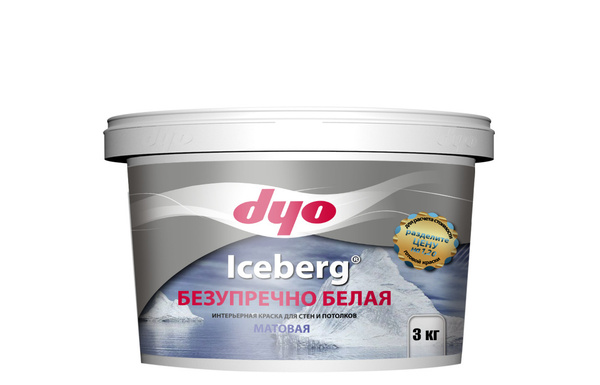 Краска Dyo интерьерная для стен и потолков безупречно белая, Iceberg ...