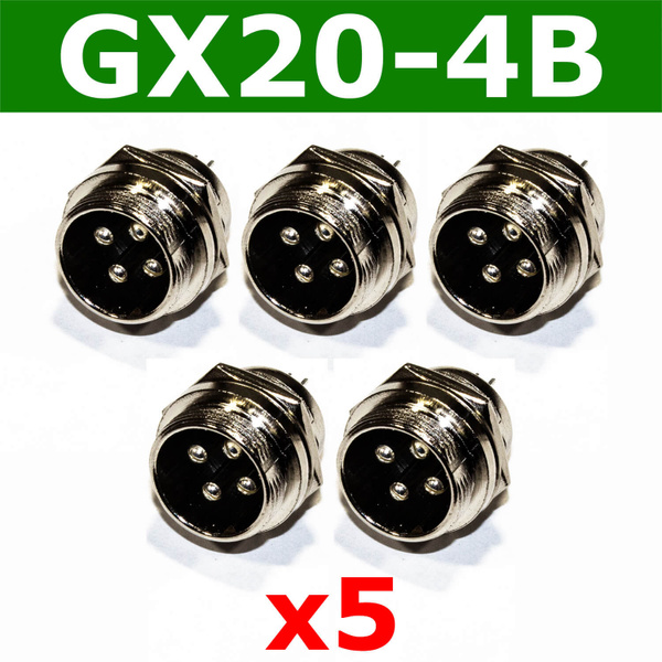 Комплект из 5-и штук - Цилиндрические разъемы GX20-4B - вилочное гнездо ...