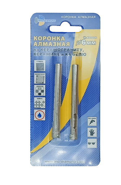 Коронка алмазная по керамограниту 6мм TrioDiamond 2шт/уп 400006 ...