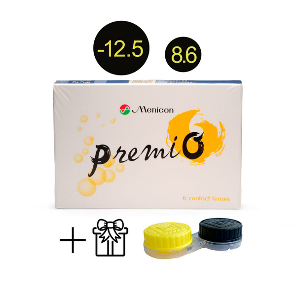 PremiO Японские контактные линзы Menicon -12.5, Кривизна 8.6, 6 шт ...