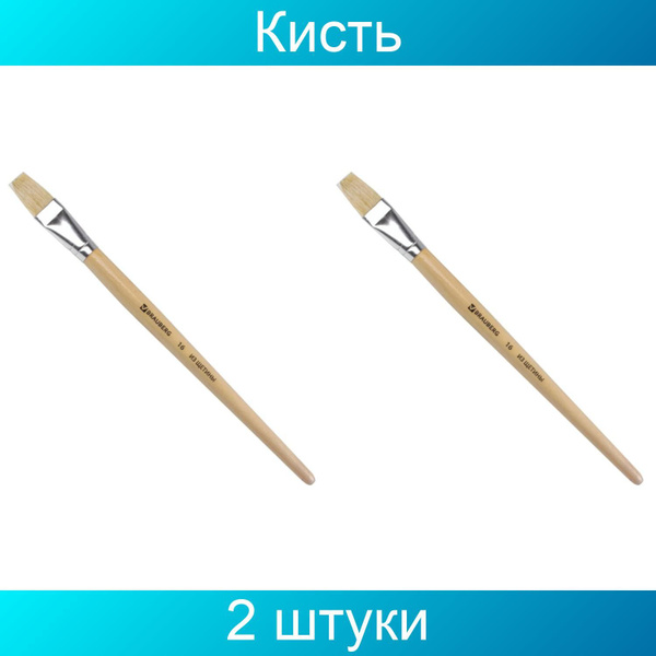 Кисть BRAUBERG, щетина, плоская, № 16, 2 штуки - купить с доставкой по ...