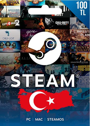 Подарочная карта Steam 100 TL Турция / код пополнения кошелька Стим ...