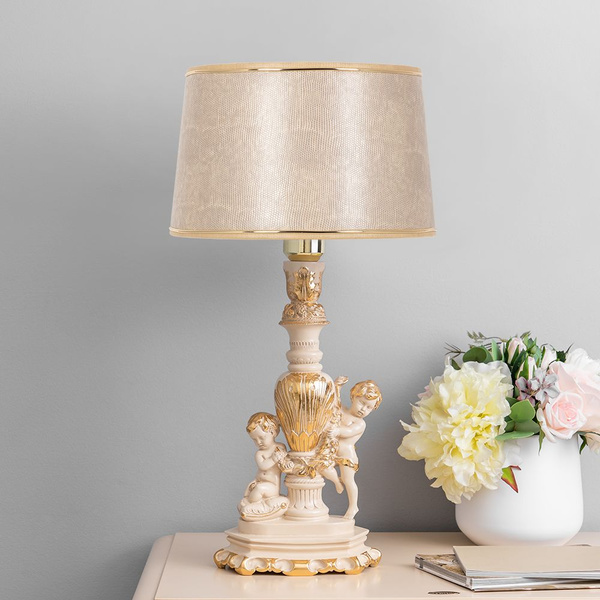 Настольный светильник Bogacho Путти на высокой ножке с абажуром для ...