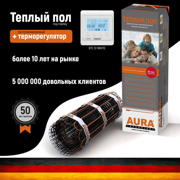Теплый пол AURA MTA под плитку_900_2_белый 6 м² - купить по доступным ...