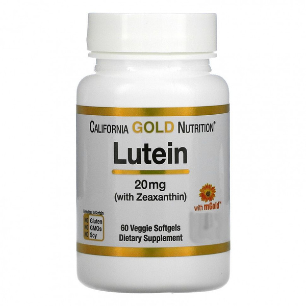California Gold Nutrition, лютеин с зеаксантином, 20 мг, 60 ...