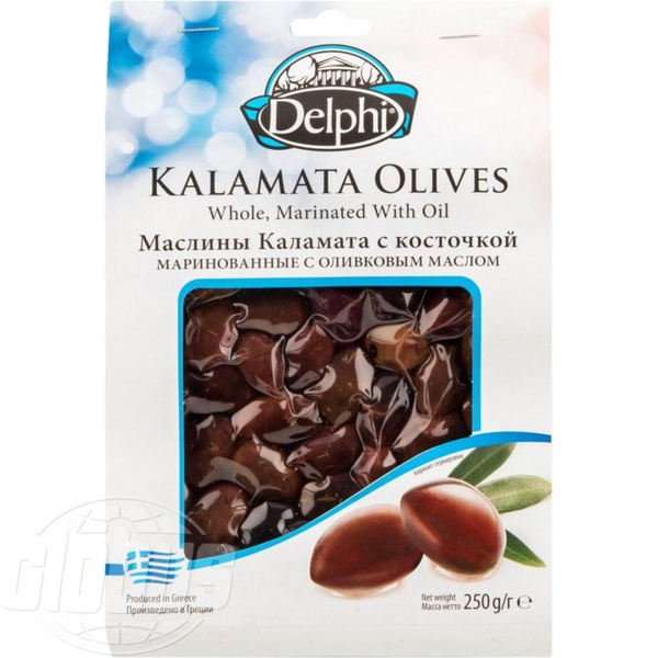 Маслины Каламата Delphi с косточкой, маринованные с оливковым маслом ...