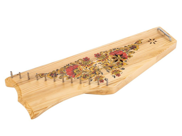 Гусли, 12струнные, со звукоснимателем, цвет ель, хохломская роспись ...