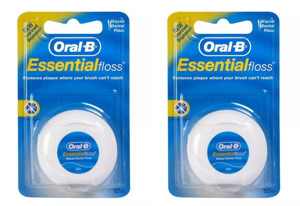 Oral-B Зубная нить Essential, вощеная, мятная, 50 м, 2 шт/ - купить с ...