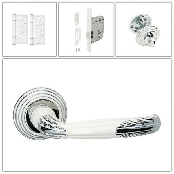 Комплект дверных ручек Adden Bau FLAMINGO_V204_ENAMEL/CHROME_WC, белая ...