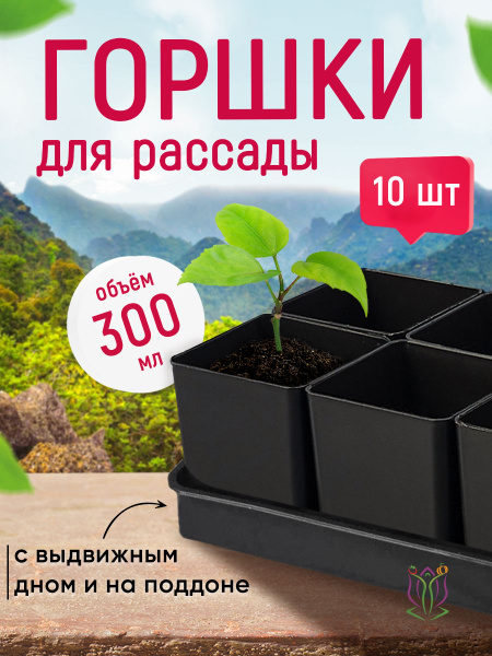 Горшки для рассады с поддоном пластиковые квадратные купить по низкой ...